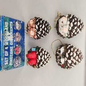 Set of 4 Woodland Pinecone Ornaments from 2003